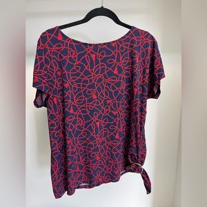 MICHAEL Michael Kors Navy Blue Top with Red Rope Print